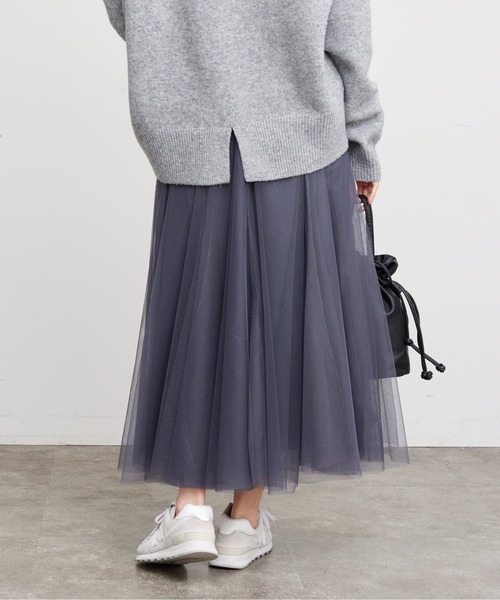 Chez toi（シェトワ）の「チュールはぎスカート（スカート・レディース・グレイッシュベージュ/チャコールグレー/ドット/キャメル・FREE）」の13枚目の写真