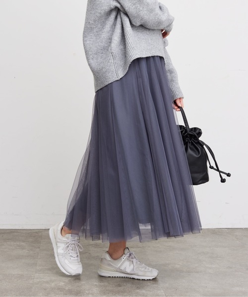 Chez toi（シェトワ）の「チュールはぎスカート（スカート・レディース・グレイッシュベージュ/チャコールグレー/ドット/キャメル・FREE）」の22枚目の写真