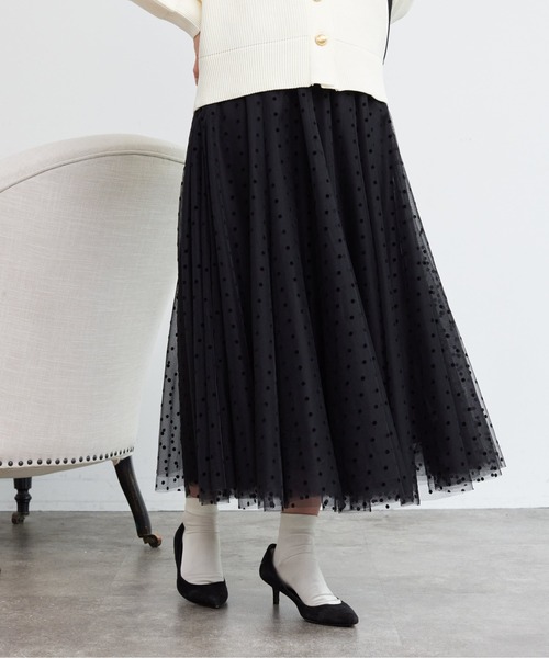 Chez toi（シェトワ）の「チュールはぎスカート（スカート・レディース・グレイッシュベージュ/チャコールグレー/ドット/キャメル・FREE）」の19枚目の写真