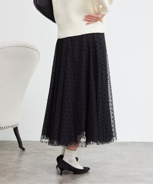 Chez toi（シェトワ）の「チュールはぎスカート（スカート・レディース・グレイッシュベージュ/チャコールグレー/ドット/キャメル・FREE）」の10枚目の写真