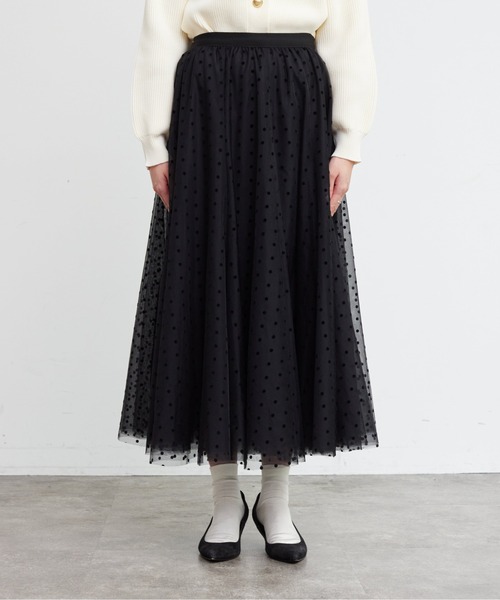 Chez toi（シェトワ）の「チュールはぎスカート（スカート・レディース・グレイッシュベージュ/チャコールグレー/ドット/キャメル・FREE）」の14枚目の写真