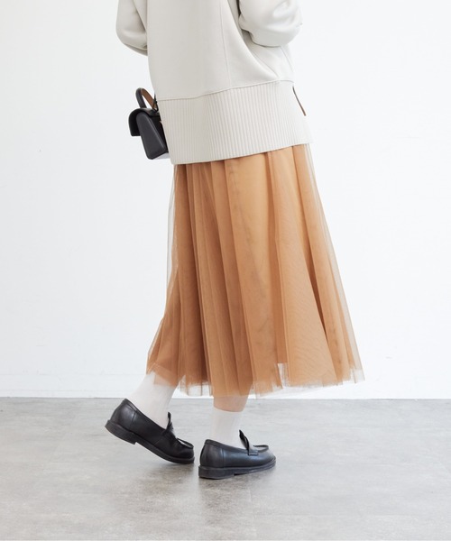 Chez toi（シェトワ）の「チュールはぎスカート（スカート・レディース・グレイッシュベージュ/チャコールグレー/ドット/キャメル・FREE）」の21枚目の写真