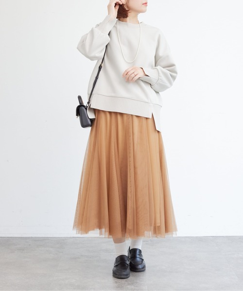 Chez toi（シェトワ）の「チュールはぎスカート（スカート・レディース・グレイッシュベージュ/チャコールグレー/ドット/キャメル・FREE）」の8枚目の写真