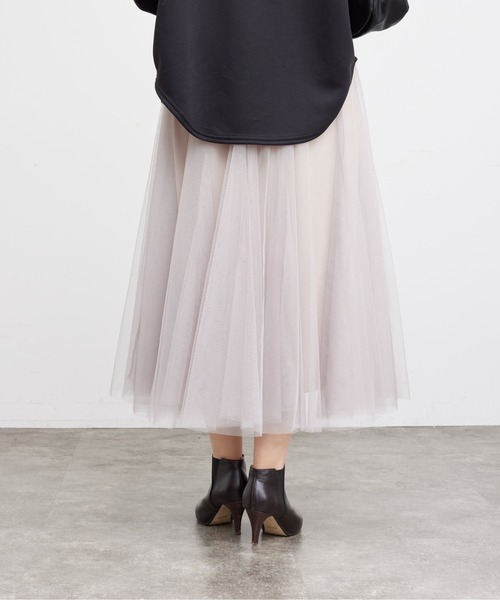 Chez toi（シェトワ）の「チュールはぎスカート（スカート・レディース・グレイッシュベージュ/チャコールグレー/ドット/キャメル・FREE）」の12枚目の写真