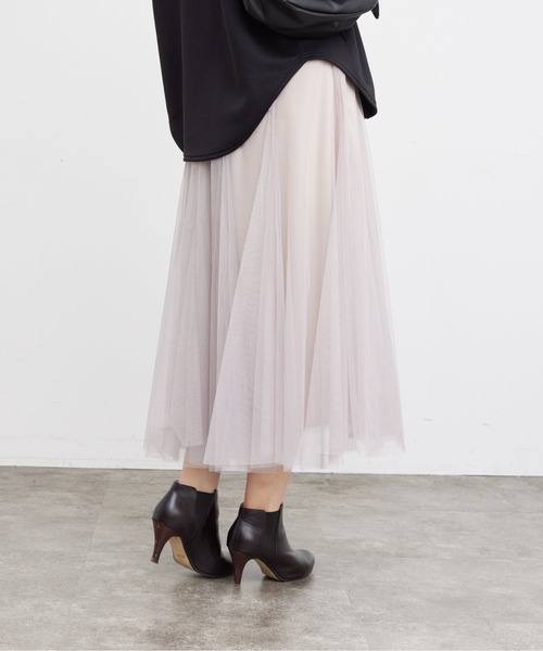 Chez toi（シェトワ）の「チュールはぎスカート（スカート・レディース・グレイッシュベージュ/チャコールグレー/ドット/キャメル・FREE）」の16枚目の写真