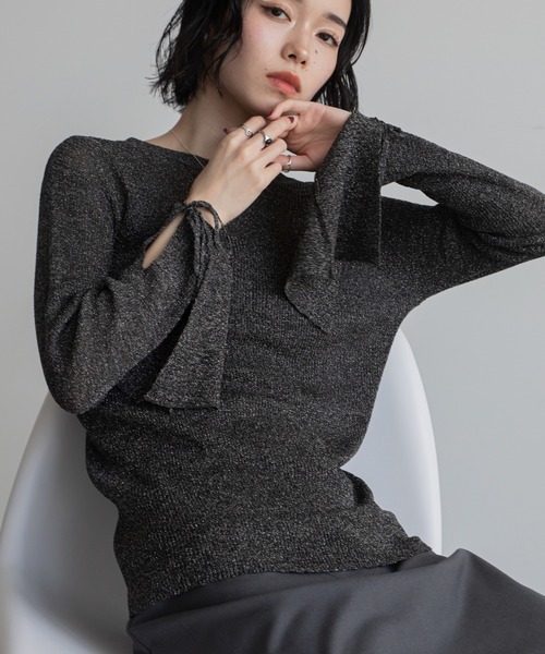 フロントリボンラメシアーニット（ニット/セーター）｜VACANCY