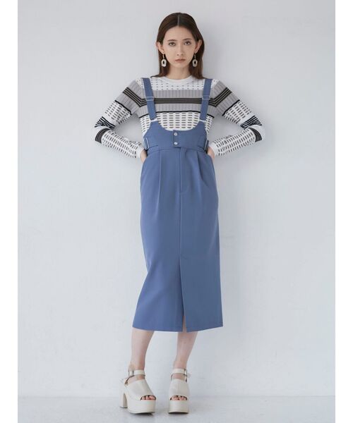MURUA（ムルーア）の「ベルテットナロージャンパースカート（ワンピース・レディース・ブルー/ネイビー・FREE）」の3枚目の写真