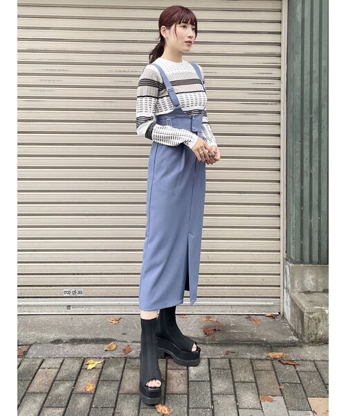 MURUA（ムルーア）の「ベルテットナロージャンパースカート（ワンピース・レディース・ブルー/ネイビー・FREE）」の16枚目の写真