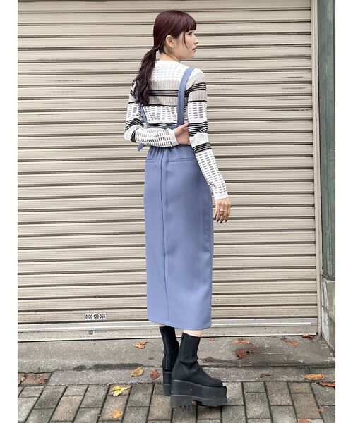 MURUA（ムルーア）の「ベルテットナロージャンパースカート（ワンピース・レディース・ブルー/ネイビー・FREE）」の4枚目の写真