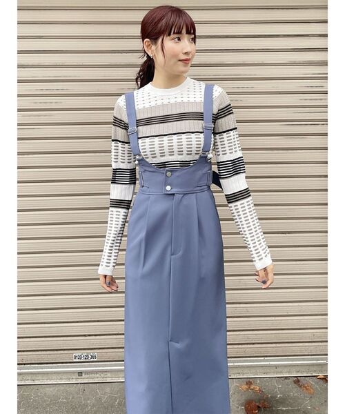 MURUA（ムルーア）の「ベルテットナロージャンパースカート（ワンピース・レディース・ブルー/ネイビー・FREE）」の7枚目の写真