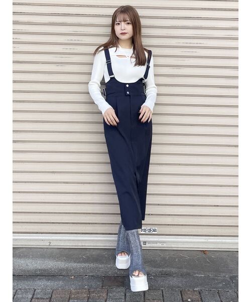 MURUA（ムルーア）の「ベルテットナロージャンパースカート（ワンピース・レディース・ブルー/ネイビー・FREE）」の5枚目の写真