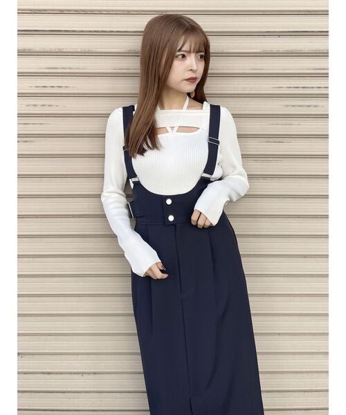 MURUA（ムルーア）の「ベルテットナロージャンパースカート（ワンピース・レディース・ブルー/ネイビー・FREE）」の18枚目の写真