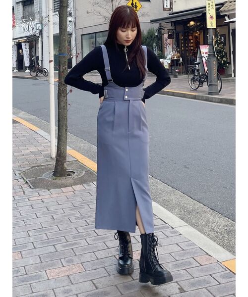 MURUA（ムルーア）の「ベルテットナロージャンパースカート（ワンピース・レディース・ブルー/ネイビー・FREE）」の11枚目の写真