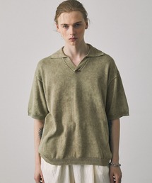 EMMA CLOTHES | ストーンウォッシュスキッパールーズニットポロシャツ EMMA CLOTHES 2024SS(ポロシャツ)