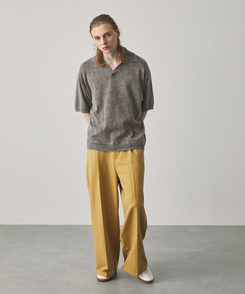 EMMA CLOTHES（エマクローズ）の「ストーンウォッシュスキッパールーズニットポロシャツ EMMA CLOTHES 2024SS（ポロシャツ・メンズ・ダークグレー/ライトカーキ/マルーン/ライトグレー/ブラウン・L/M）」の12枚目の写真