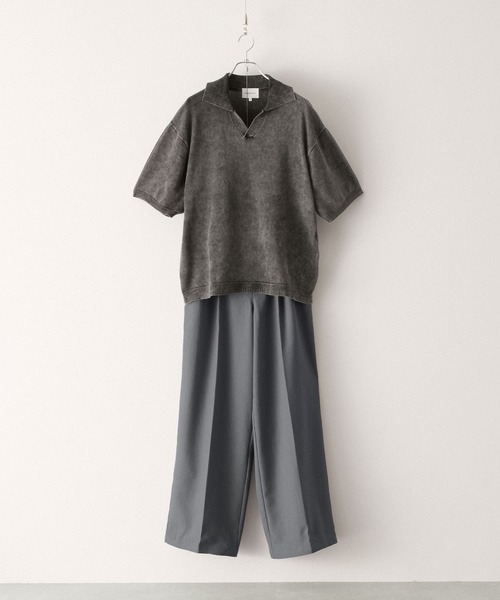 ストーンウォッシュスキッパールーズニットポロシャツ EMMA