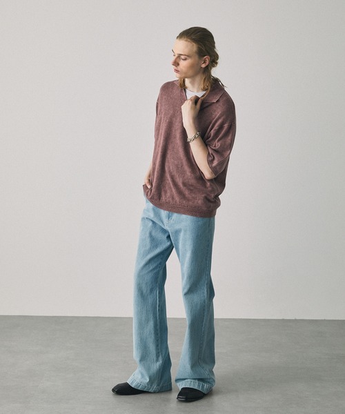 EMMA CLOTHES（エマクローズ）の「ストーンウォッシュスキッパールーズニットポロシャツ EMMA CLOTHES 2024SS（ポロシャツ・メンズ・ダークグレー/ライトカーキ/マルーン/ライトグレー/ブラウン・L/M）」の14枚目の写真