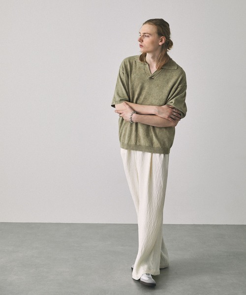 EMMA CLOTHES（エマクローズ）の「ストーンウォッシュスキッパールーズニットポロシャツ EMMA CLOTHES 2024SS（ポロシャツ・メンズ・ダークグレー/ライトカーキ/マルーン/ライトグレー/ブラウン・L/M）」の21枚目の写真