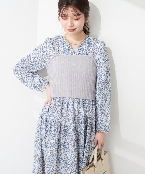 natural couture(ナチュラルクチュール)の「ラメファンシーヤーンリブ編みビスチェ(キャミソール・レディース・シルバー/ピンク/チャコールグレー/ライトベージュ・FREE)」の12枚目の写真
