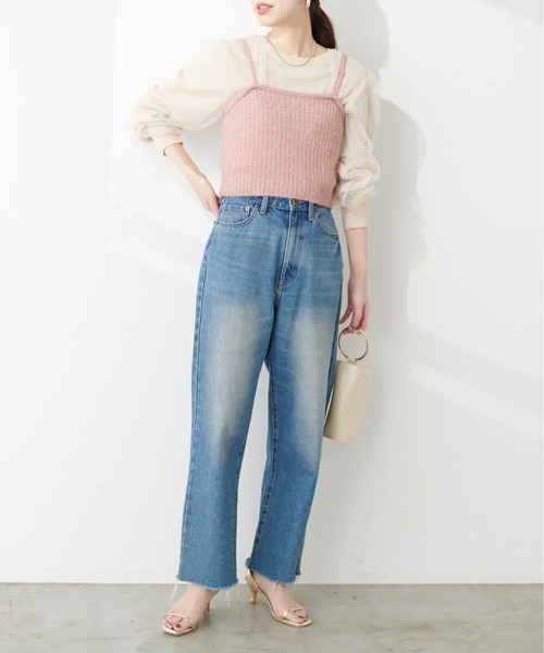 natural couture(ナチュラルクチュール)の「ラメファンシーヤーンリブ編みビスチェ(キャミソール・レディース・シルバー/ピンク/チャコールグレー/ライトベージュ・FREE)」の18枚目の写真