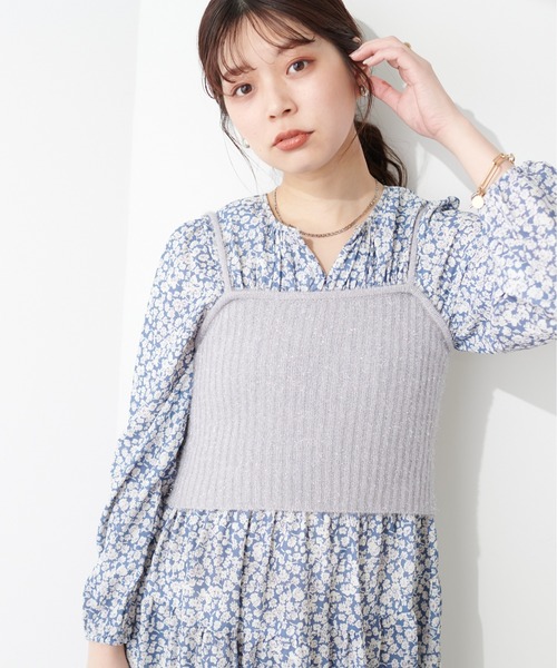 natural couture(ナチュラルクチュール)の「ラメファンシーヤーンリブ編みビスチェ(キャミソール・レディース・シルバー/ピンク/チャコールグレー/ライトベージュ・FREE)」の13枚目の写真