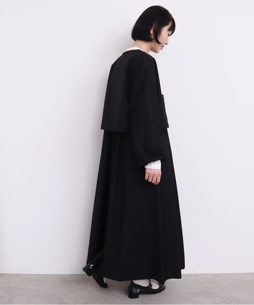 l'atelier du savon(アトリエドサボン)の「ちびころボタン まるいお袖のジャケット(ノーカラージャケット・レディース・ブラック/グレー・FREE)」の7枚目の写真