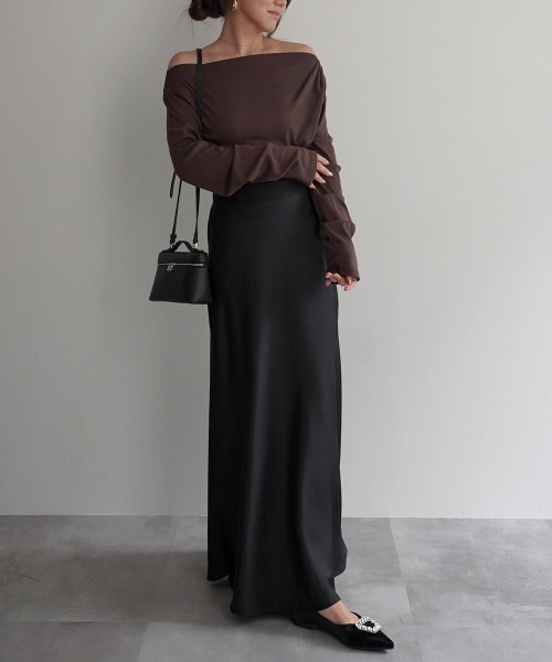 Rashik(ラシク)の「【Rashik】ボートネックトップス(Tシャツ/カットソー・レディース・グレー/ブラック/ホワイト/ピンク/ブラウン・FREE)」の19枚目の写真