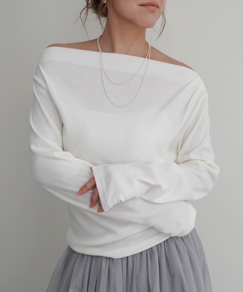 Rashik(ラシク)の「【Rashik】ボートネックトップス カットソー 長袖 ドレープ 3way オフショル ワンショル(Tシャツ/カットソー・レディース・グレー/ブラック/ホワイト/ピンク/ブラウン・FREE)」の21枚目の写真