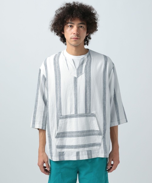 BAYFLOW(ベイフロー)の「ノルマンディーリネン柄プルオーバー(シャツ/ブラウス・メンズ・オフホワイト/ベージュ・MEDIUM/LARGE)」の13枚目の写真