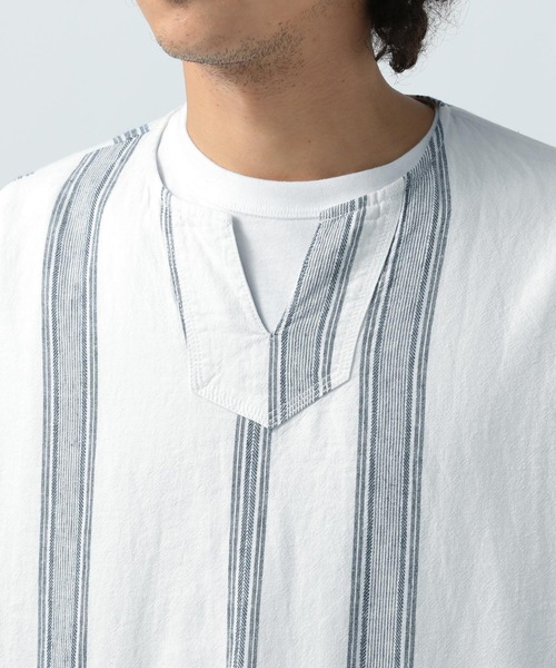 BAYFLOW(ベイフロー)の「ノルマンディーリネン柄プルオーバー(シャツ/ブラウス・メンズ・オフホワイト/ベージュ・MEDIUM/LARGE)」の16枚目の写真