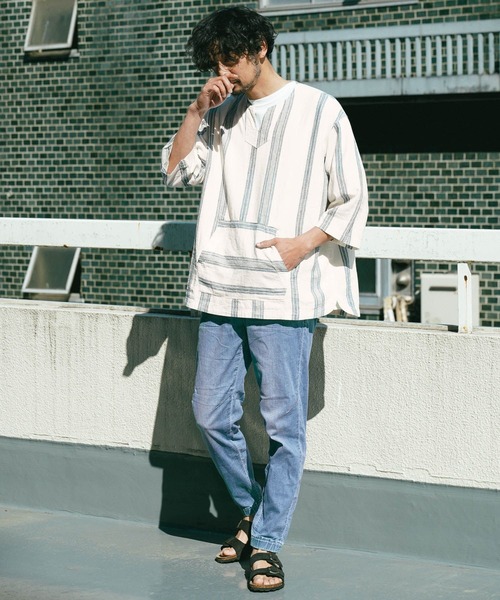 BAYFLOW(ベイフロー)の「ノルマンディーリネン柄プルオーバー(シャツ/ブラウス・メンズ・オフホワイト/ベージュ・MEDIUM/LARGE)」の7枚目の写真