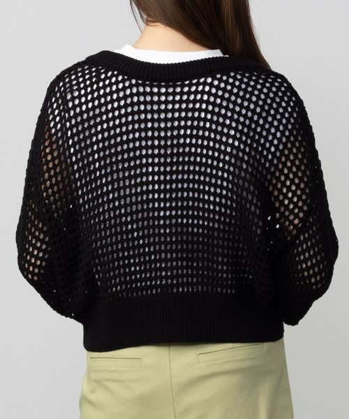 HusHusH(ハッシュアッシュ)の「HusHusH ハッシュアッシュ リネンライクニットカーディガン(カーディガン/ボレロ・レディース・ネイビー/ブラック・L/M/S)」の6枚目の写真