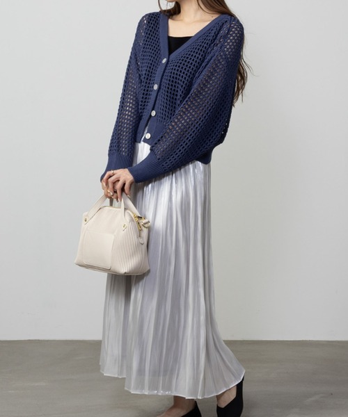 HusHusH(ハッシュアッシュ)の「HusHusH ハッシュアッシュ リネンライクニットカーディガン(カーディガン/ボレロ・レディース・ネイビー/ブラック・L/M/S)」の7枚目の写真