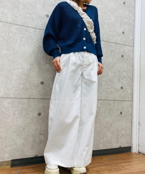 HusHusH(ハッシュアッシュ)の「HusHusH ハッシュアッシュ リネンライクニットカーディガン(カーディガン/ボレロ・レディース・ネイビー/ブラック・L/M/S)」の3枚目の写真