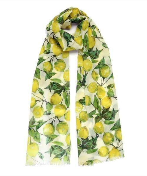 TOKYO SHIRTS（トウキョウシャツ）の「レモン柄 コットンストール（ストール/ショール・レディース・ブルーグリーン/イエロー・FREE）」の2枚目の写真