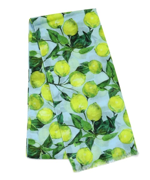 TOKYO SHIRTS（トウキョウシャツ）の「レモン柄 コットンストール（ストール/ショール・レディース・ブルーグリーン/イエロー・FREE）」の4枚目の写真