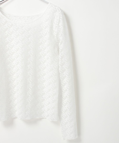 Heather(ヘザー)の「リボンレースカットソー 118683(Tシャツ/カットソー・レディース・ホワイト/ブラック・FREE)」の6枚目の写真