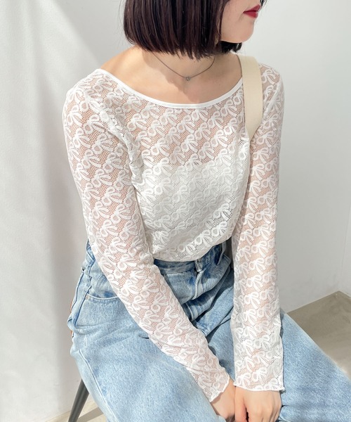 Heather(ヘザー)の「リボンレースカットソー 118683(Tシャツ/カットソー・レディース・ホワイト/ブラック・FREE)」の21枚目の写真