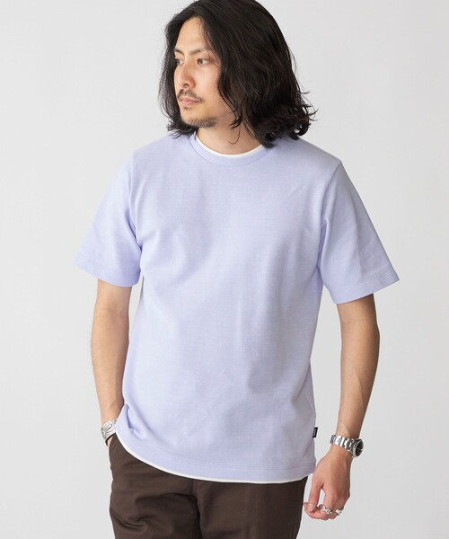 セール】SHIPS: フェイクレイヤード ピケ クルーネック Tシャツ（T