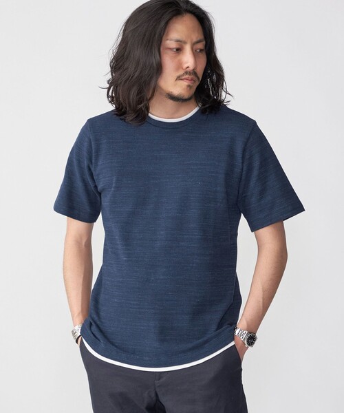 SHIPS(シップス)の「SHIPS: フェイクレイヤード ピケ クルーネック Tシャツ(Tシャツ/カットソー・メンズ・ライトグレー/ナチュラル/ネイビー/ブラウン/ラベンダー/クリーム・X-LARGE/LARGE/MEDIUM/SMALL)」の5枚目の写真