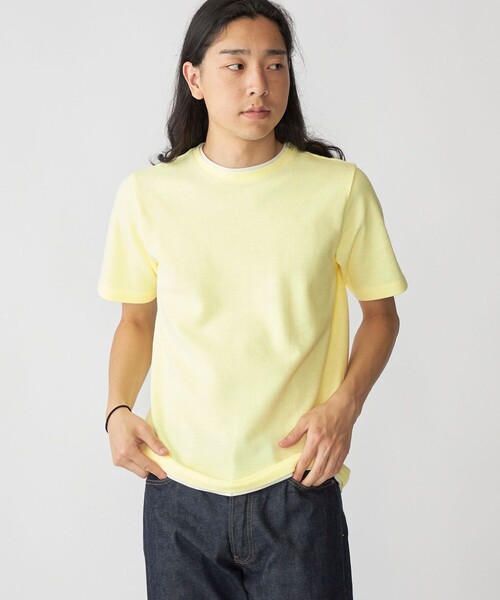 SHIPS(シップス)の「SHIPS: フェイクレイヤード ピケ クルーネック Tシャツ(Tシャツ/カットソー・メンズ・ライトグレー/ナチュラル/ネイビー/ブラウン/ラベンダー/クリーム・X-LARGE/LARGE/MEDIUM/SMALL)」の3枚目の写真