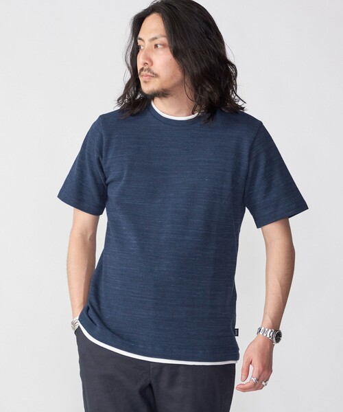 セール】SHIPS: フェイクレイヤード ピケ クルーネック Tシャツ（T