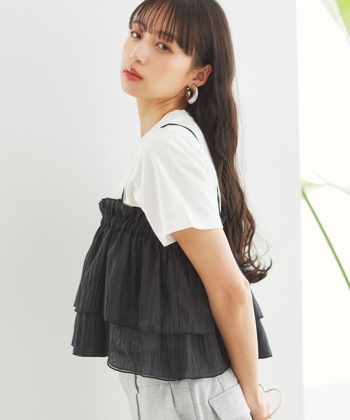 papier ホワイト フリルビスチェ 売れ筋がひクリスマスプレゼント！ ZARAホワイト フリルビスチェ