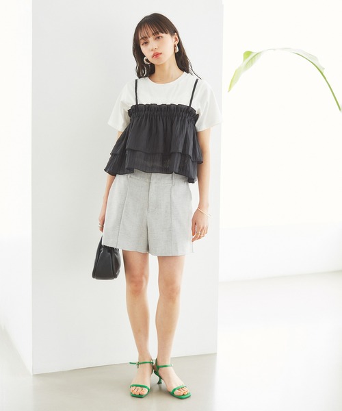 VIS（ビス）の「【WEB限定】オーガンジーフリルビスチェ（キャミソール・レディース・グレー/オフホワイト/ブラック・FREE）」の7枚目の写真