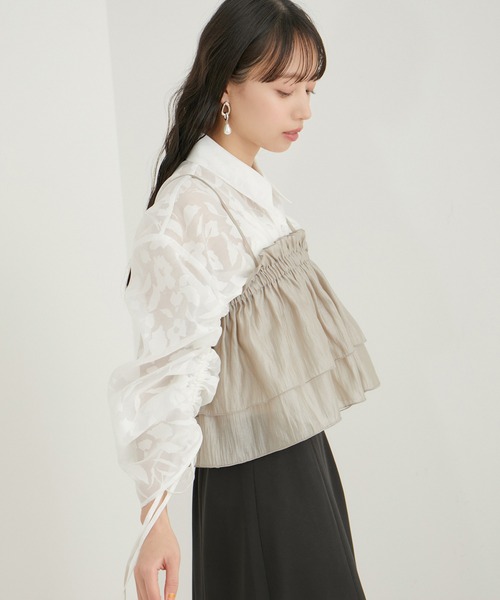 VIS（ビス）の「【WEB限定】オーガンジーフリルビスチェ（キャミソール・レディース・グレー/オフホワイト/ブラック・FREE）」の15枚目の写真