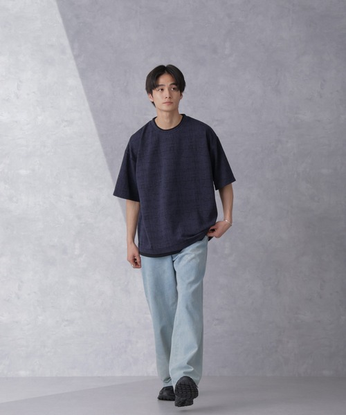 ジャガードフェイクレイヤードTシャツ 半袖