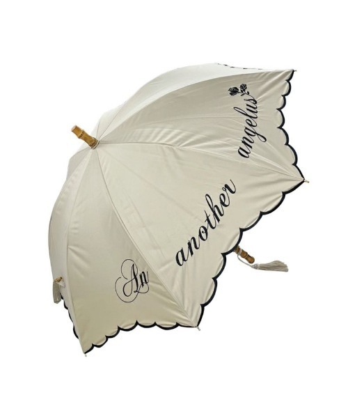 an another angelus（アンアナザーアンジェラス）の「カリグラフィーロゴ刺繍日傘/ananotherangelus（長傘・レディース・ベージュ/ホワイト×ネイビー・FREE）」の3枚目の写真