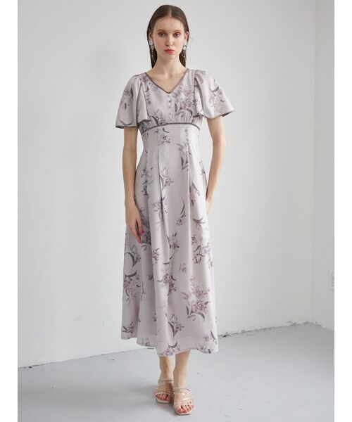 MERCURYDUO（マーキュリーデュオ）の「フレアースリーブフラワーワンピース（ワンピース・レディース・ベビーピンク/オフホワイト/チャコールグレー・MEDIUM/SMALL）」の11枚目の写真