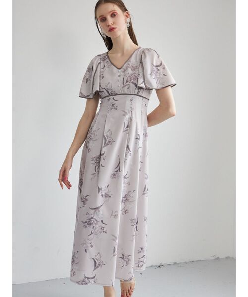 MERCURYDUO（マーキュリーデュオ）の「フレアースリーブフラワーワンピース（ワンピース・レディース・ベビーピンク/オフホワイト/チャコールグレー・MEDIUM/SMALL）」の12枚目の写真