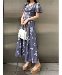 MERCURYDUO | フレアースリーブフラワーワンピース(ワンピース)